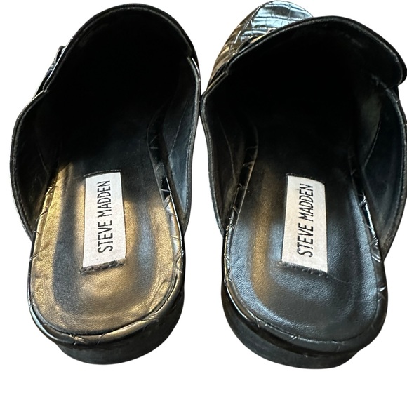 Steve Madden Kandi black crocodile embossed slip on mules with horse bit detail - Picture 10 of 12